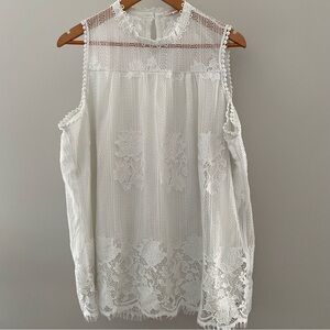 White Lace Sleeveless Vintage Victorian-Inspired Romantic Lace Fairy Blouse